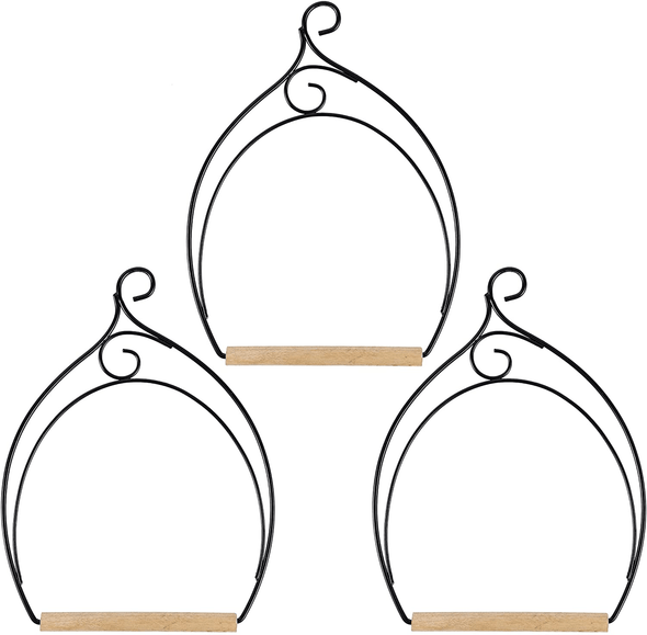 Winemana Set of 3 Hummingbird Swings, Rust Resistant Metal Frame, Wooden Dowel, Attach to Bird Feeders, Perfect for Hanging Indoor Office Outdoor Trunk Lawn Patio Garden (Double-Layer) - We Love Hummingbirds
